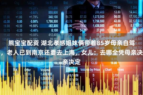 熊宝宝配资 湖北孝感姐妹俩带着85岁母亲自驾游，老人已到南京还要去上海，女儿：去哪全凭母亲决定